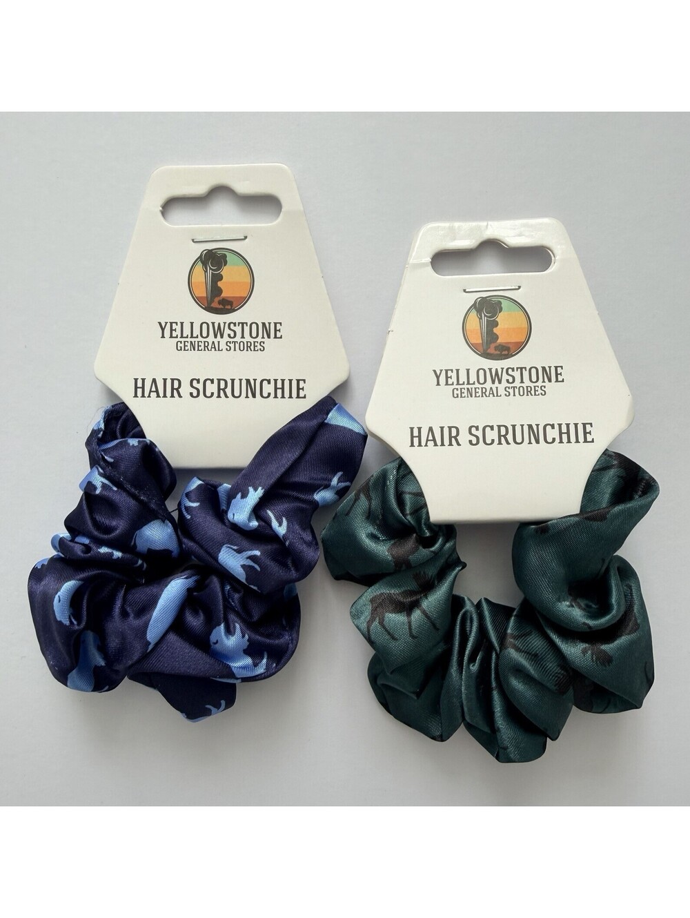 Yellowstone General Store Hair Scrunchies Blue Bison and Green Moose